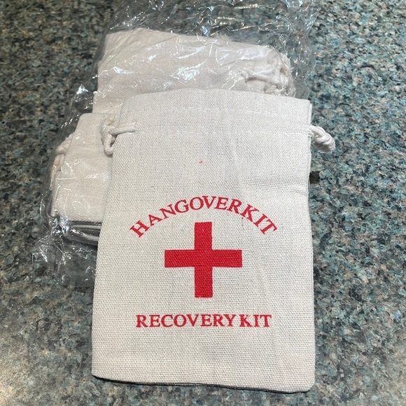 Hangover Kit Recovery Kit small burlap drawstring bags pack of 10 - Picture 2 of 6